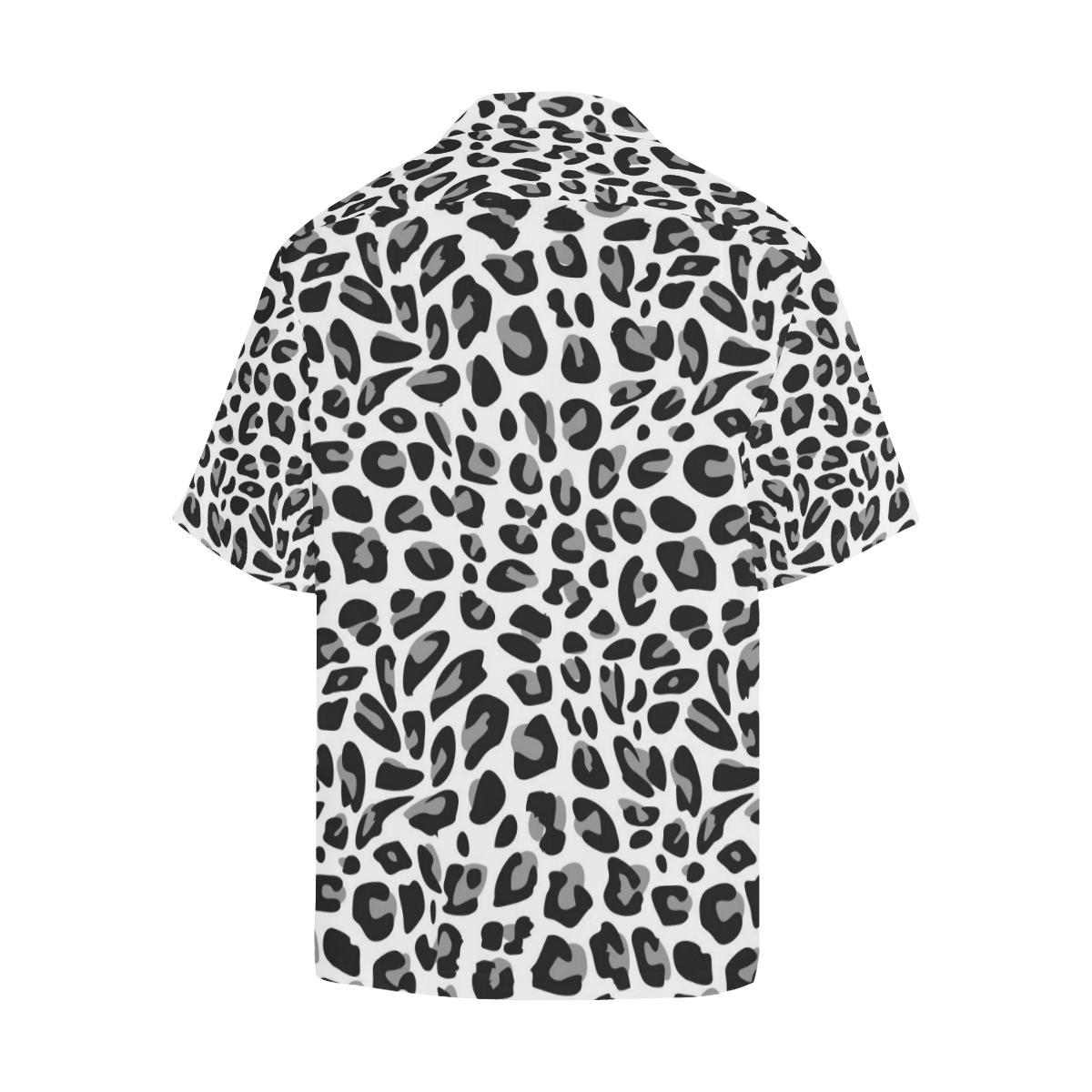 Snow Leopard Skin Print Men Aloha Hawaiian Shirt