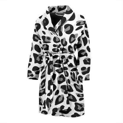 Snow Leopard Skin Print Men Bath Robe-JTAMIGO.COM