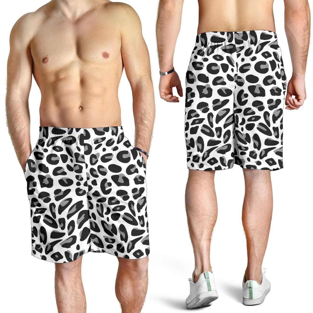 Snow Leopard Skin Print Mens Shorts-JTAMIGO.COM