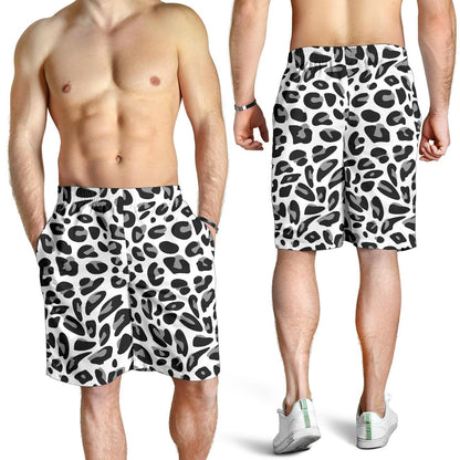 Snow Leopard Skin Print Mens Shorts-JTAMIGO.COM