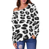 Snow Leopard Skin Print Off Shoulder Sweatshirt