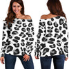 Snow Leopard Skin Print Off Shoulder Sweatshirt