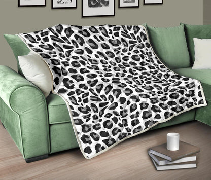 Snow Leopard Skin Print Premium Quilt-JTAMIGO.COM