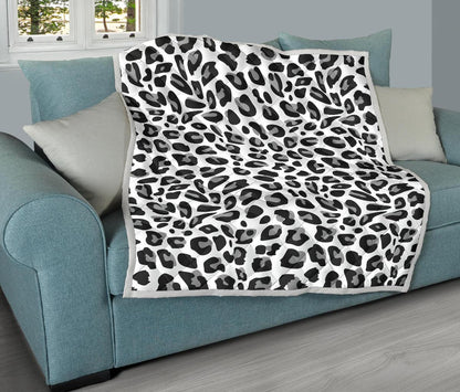 Snow Leopard Skin Print Premium Quilt-JTAMIGO.COM