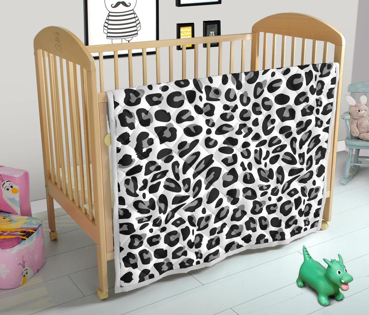 Snow Leopard Skin Print Premium Quilt-JTAMIGO.COM