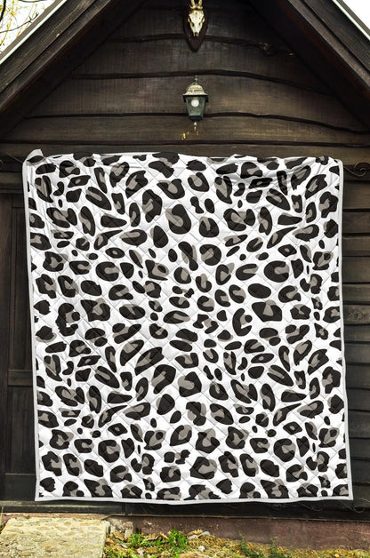 Snow Leopard Skin Print Premium Quilt-JTAMIGO.COM
