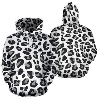 Snow Leopard Skin Print Pullover Hoodie