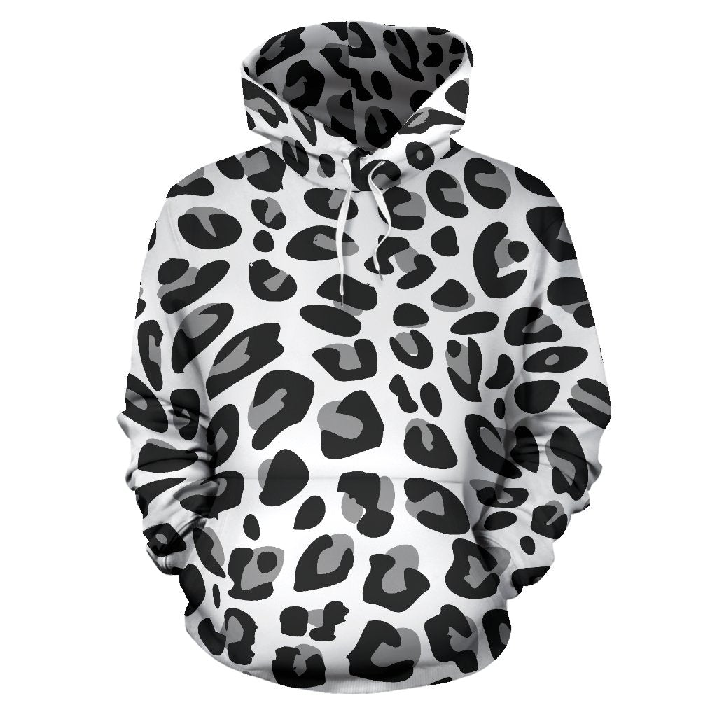 Snow Leopard Skin Print Pullover Hoodie