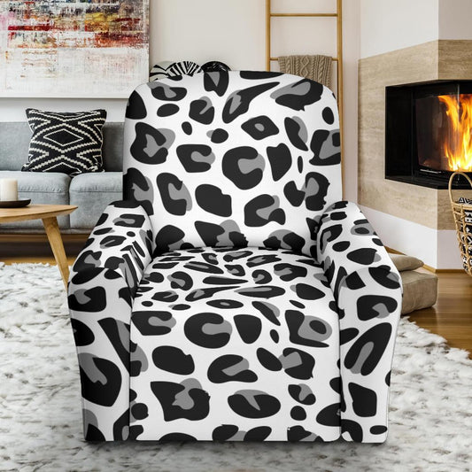 Snow Leopard Skin Print Single Sofa Slipcover -JTAMIGO.COM