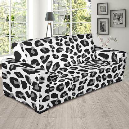 Snow Leopard Skin Print Sofa Slipcover-JTAMIGO.COM