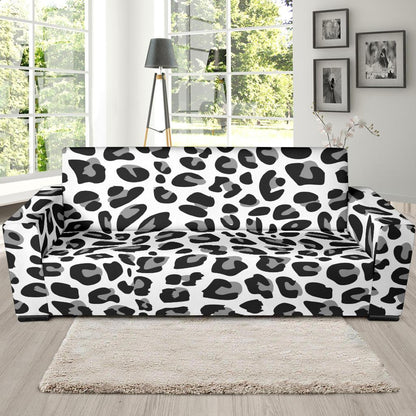 Snow Leopard Skin Print Sofa Slipcover-JTAMIGO.COM