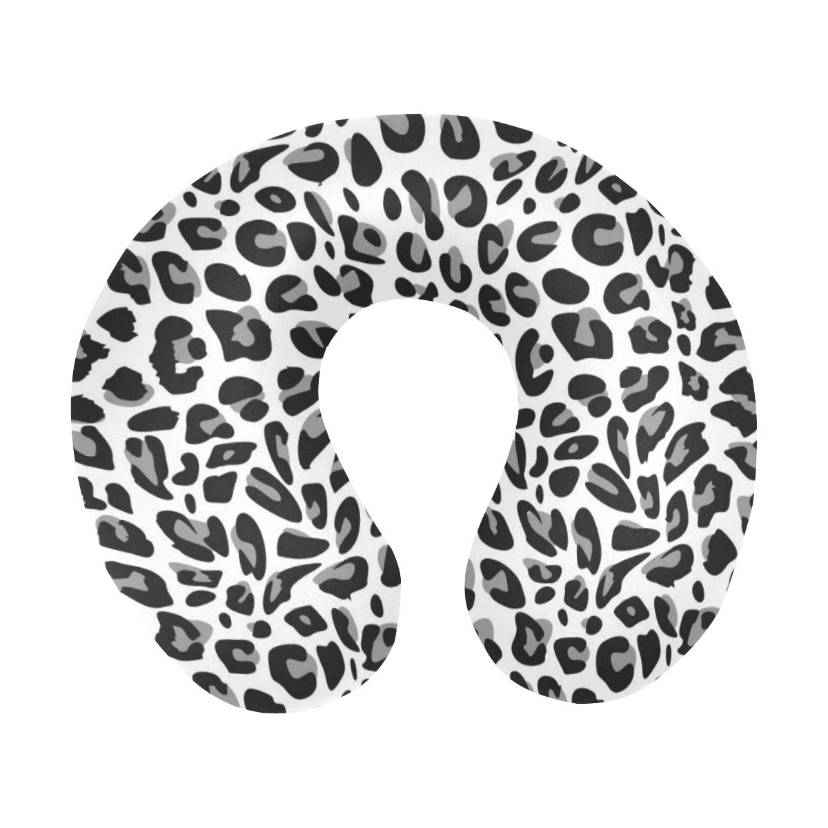 Snow Leopard Skin Print U-Shaped Travel Neck Pillow-JTAMIGO.COM