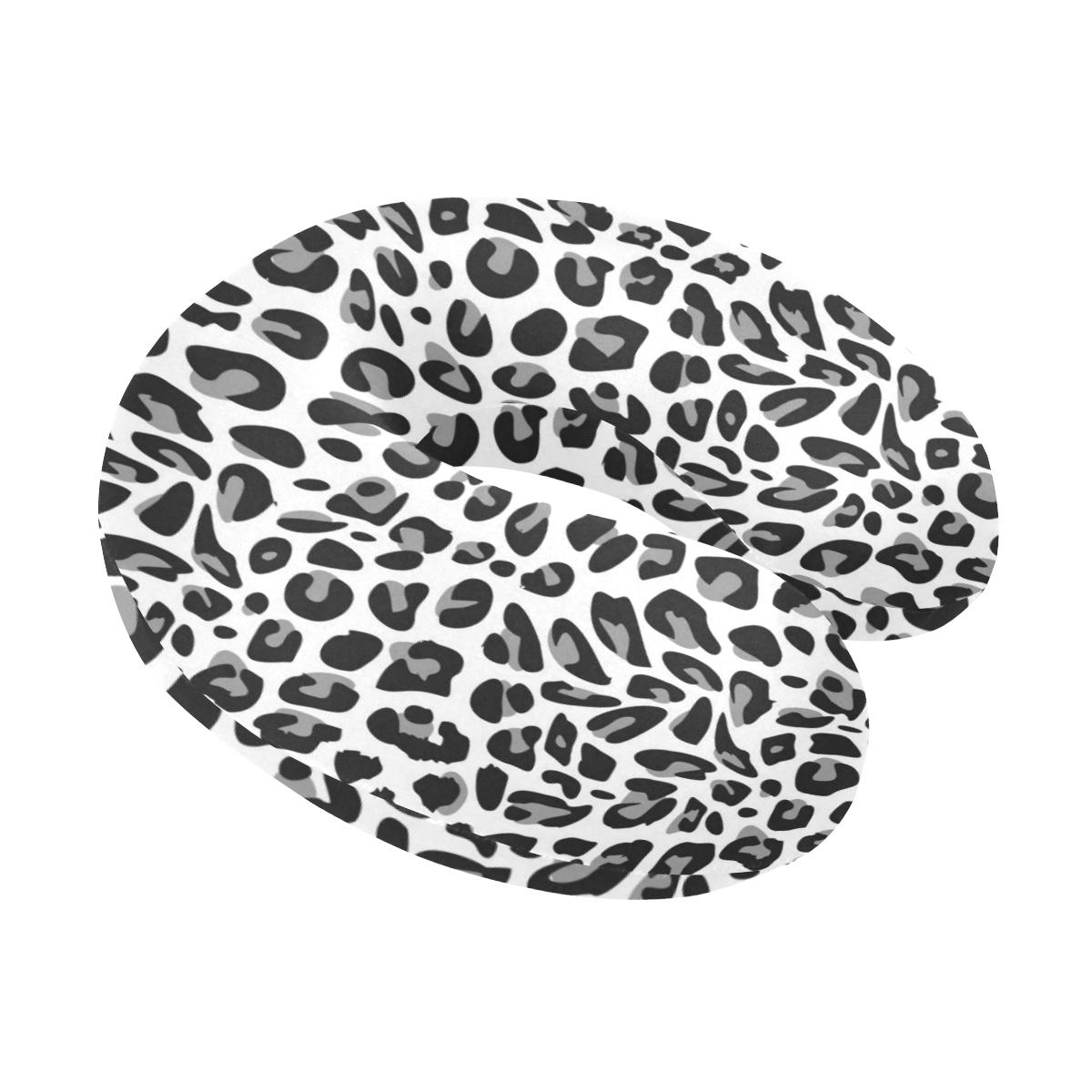 Snow Leopard Skin Print U-Shaped Travel Neck Pillow-JTAMIGO.COM
