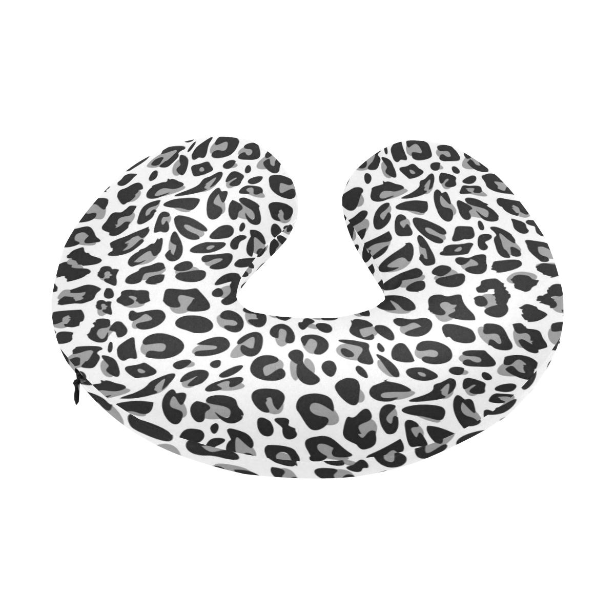 Snow Leopard Skin Print U-Shaped Travel Neck Pillow-JTAMIGO.COM