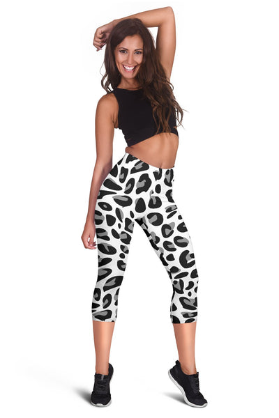 Snow Leopard Skin Print Women Capris