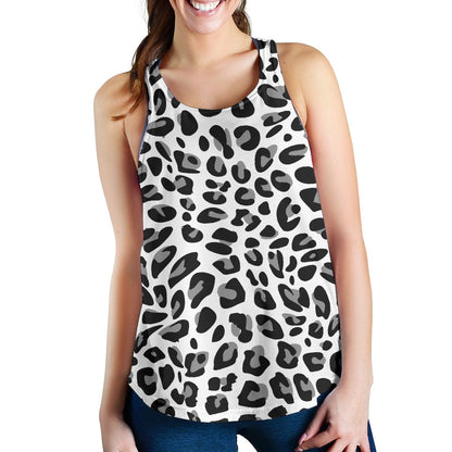 Snow Leopard Skin Print Women Racerback Tank Top