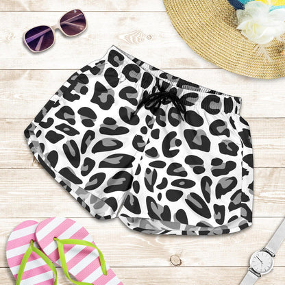 Snow Leopard Skin Print Women Shorts-JTAMIGO.COM