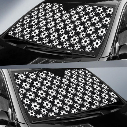 Soccer Ball Black Print Pattern Car Sun Shade For Windshield
