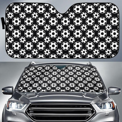 Soccer Ball Black Print Pattern Car Sun Shade For Windshield