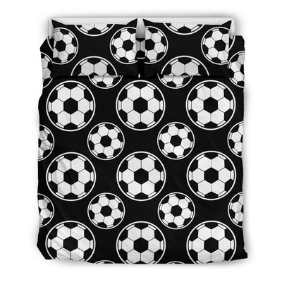 Soccer Ball Black Print Pattern Duvet Cover Bedding Set