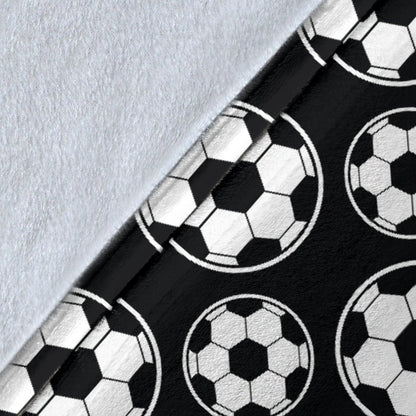 Soccer Ball Black Print Pattern Fleece Blanket
