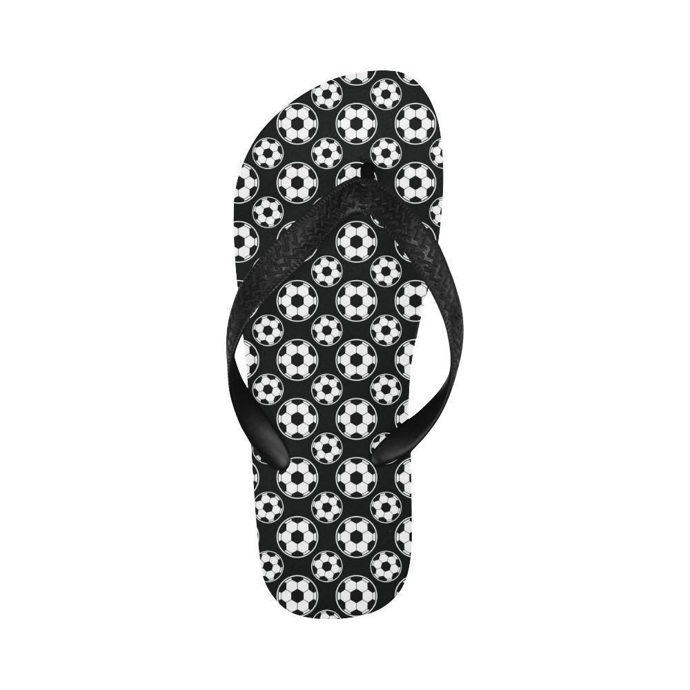 Soccer Ball Black Print Pattern Flip Flops-JTAMIGO.COM