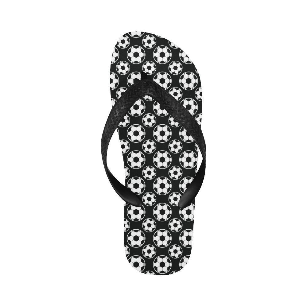 Soccer Ball Black Print Pattern Flip Flops-JTAMIGO.COM