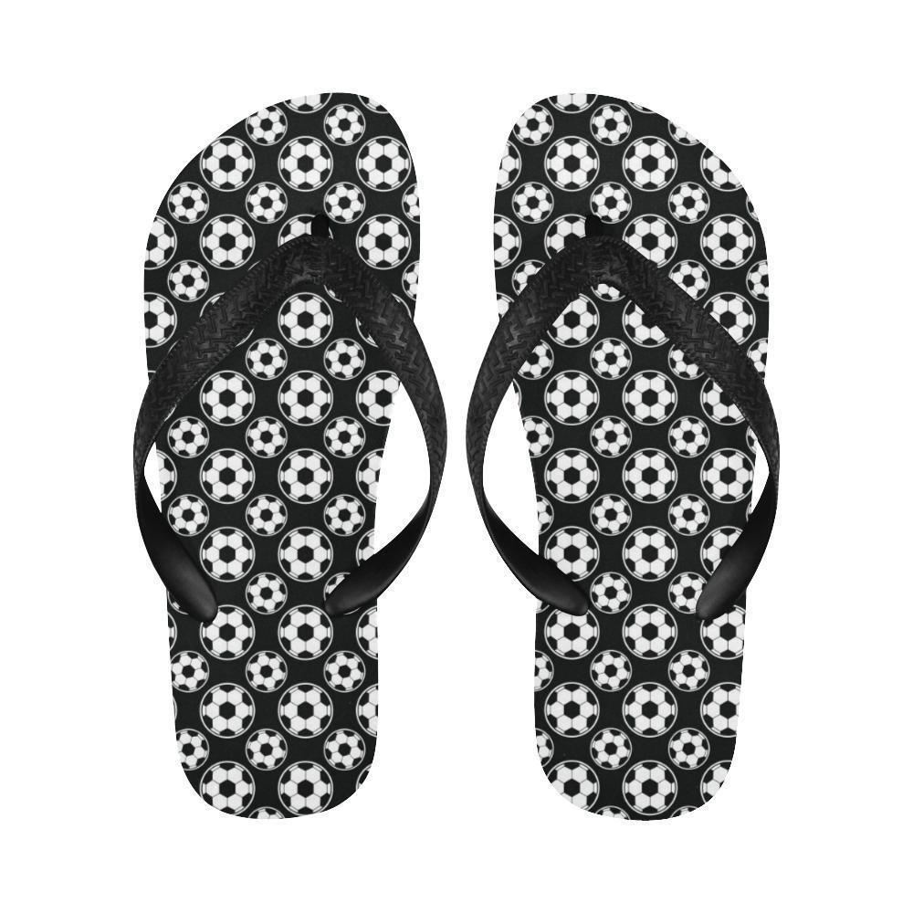 Soccer Ball Black Print Pattern Flip Flops-JTAMIGO.COM