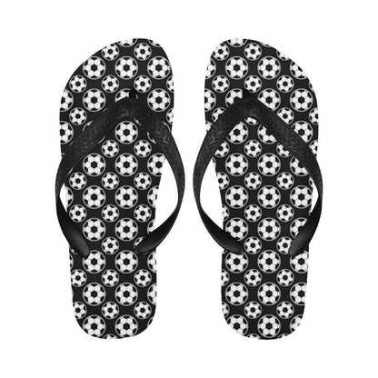Soccer Ball Black Print Pattern Flip Flops-JTAMIGO.COM