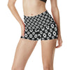 Soccer Ball Black Print Pattern High Waisted Spandex Shorts-JTAMIGO.COM