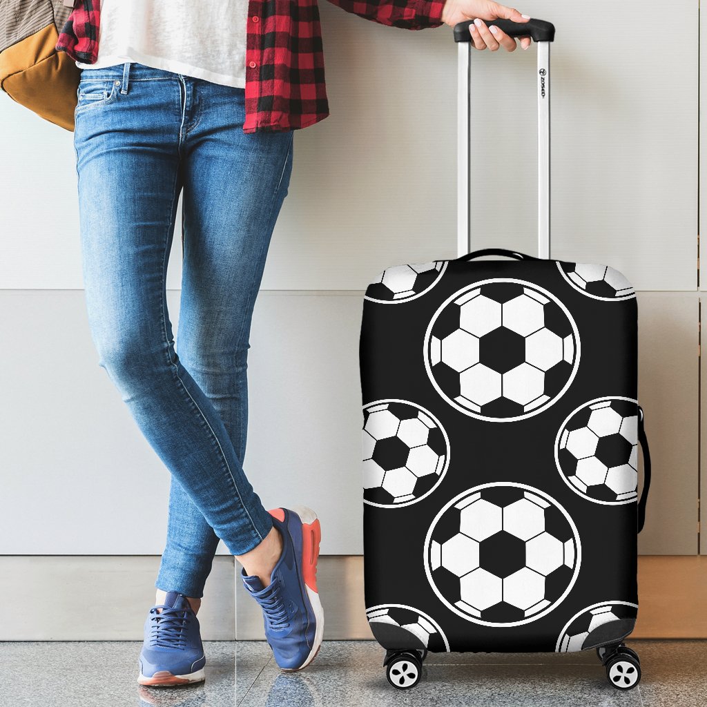 Soccer Ball Black Print Pattern Luggage Cover Protector