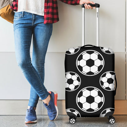 Soccer Ball Black Print Pattern Luggage Cover Protector