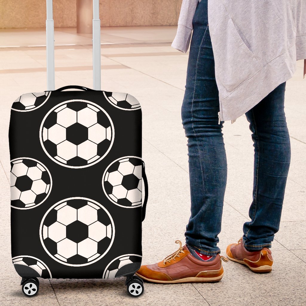 Soccer Ball Black Print Pattern Luggage Cover Protector