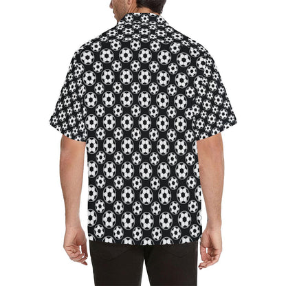 Soccer Ball Black Print Pattern Men Aloha Hawaiian Shirt