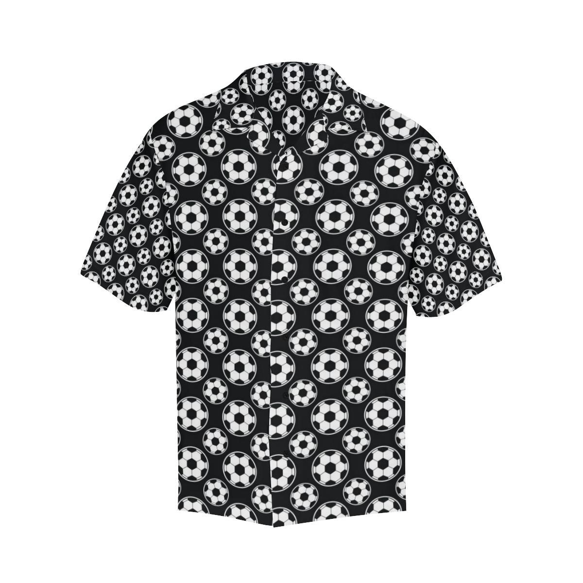Soccer Ball Black Print Pattern Men Aloha Hawaiian Shirt