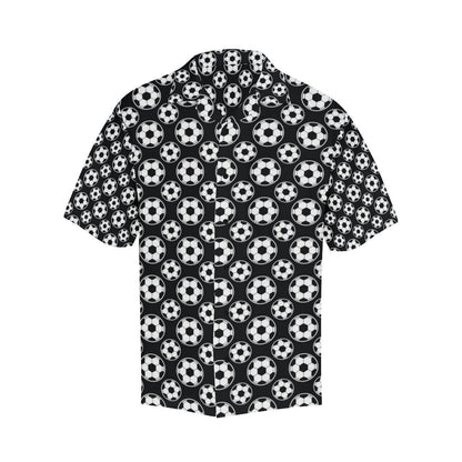 Soccer Ball Black Print Pattern Men Aloha Hawaiian Shirt