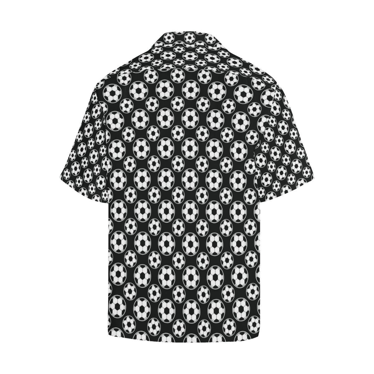 Soccer Ball Black Print Pattern Men Aloha Hawaiian Shirt
