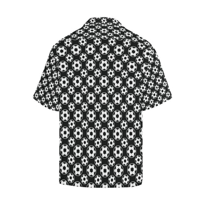 Soccer Ball Black Print Pattern Men Aloha Hawaiian Shirt