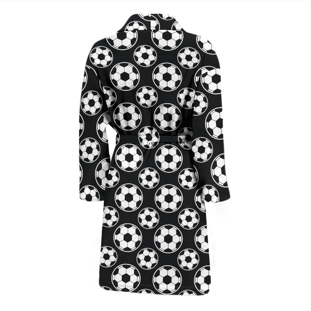 Soccer Ball Black Print Pattern Men Bath Robe-JTAMIGO.COM