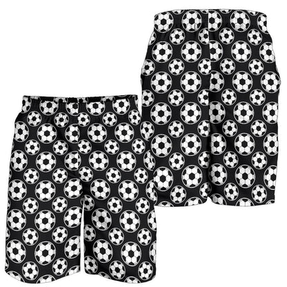 Soccer Ball Black Print Pattern Mens Shorts-JTAMIGO.COM