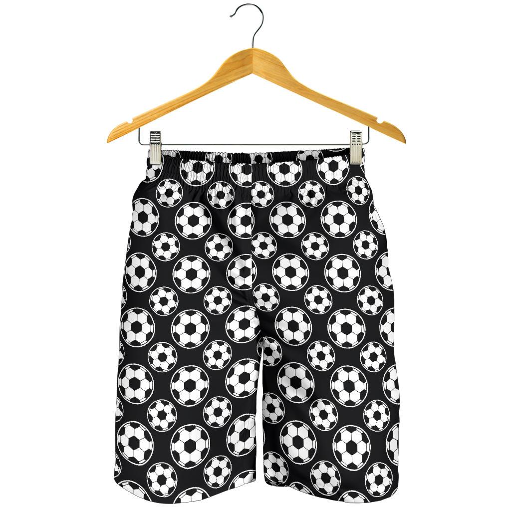 Soccer Ball Black Print Pattern Mens Shorts-JTAMIGO.COM