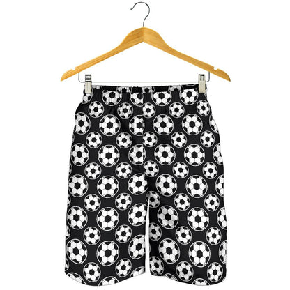 Soccer Ball Black Print Pattern Mens Shorts-JTAMIGO.COM