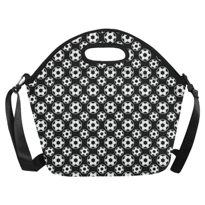 Soccer Ball Black Print Pattern Neoprene Lunch Bag (Model 1669)(Large)-JTAMIGO.COM