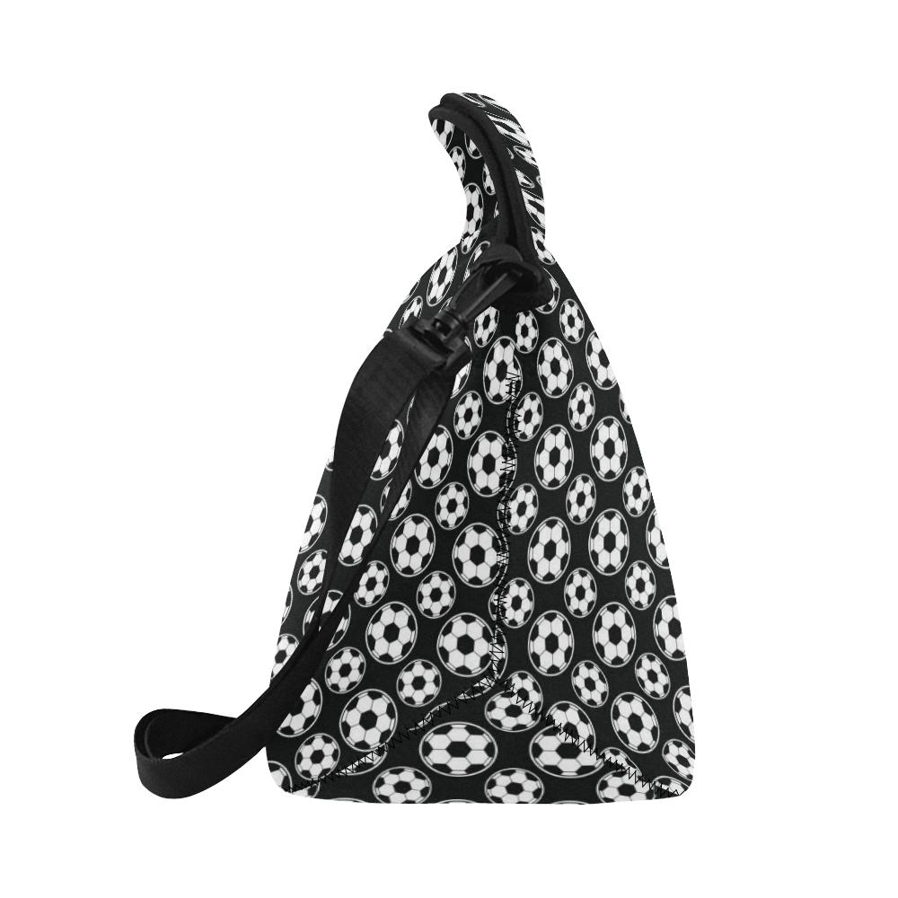 Soccer Ball Black Print Pattern Neoprene Lunch Bag (Model 1669)(Large)-JTAMIGO.COM