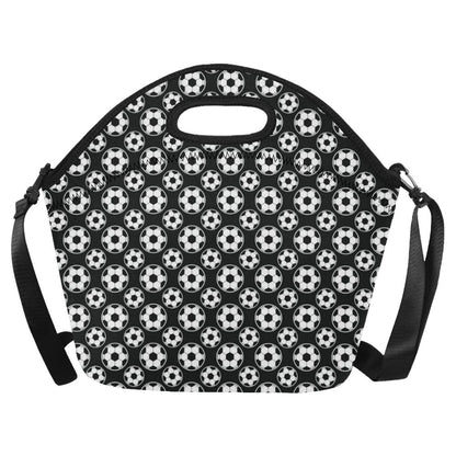 Soccer Ball Black Print Pattern Neoprene Lunch Bag (Model 1669)(Large)-JTAMIGO.COM
