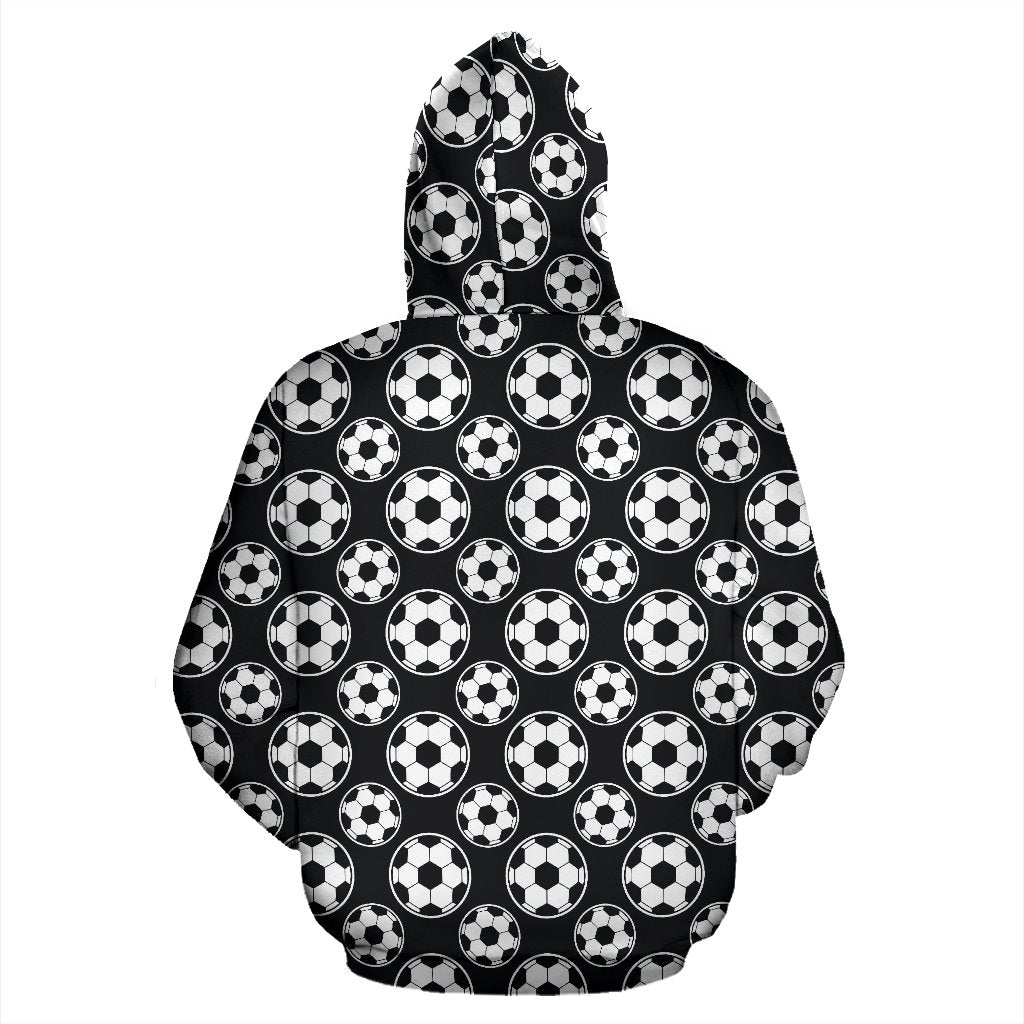 Soccer Ball Black Print Pattern Pullover Hoodie