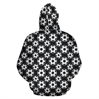 Soccer Ball Black Print Pattern Pullover Hoodie