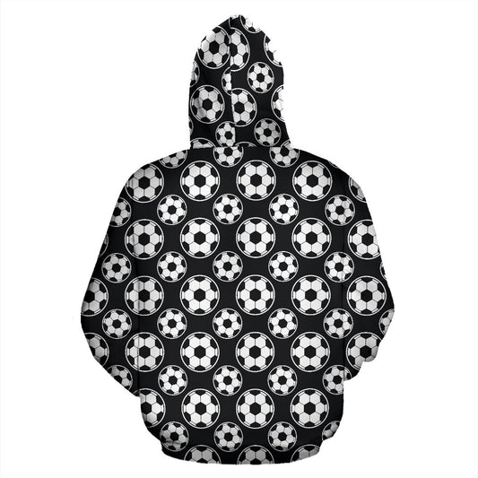 Soccer Ball Black Print Pattern Pullover Hoodie