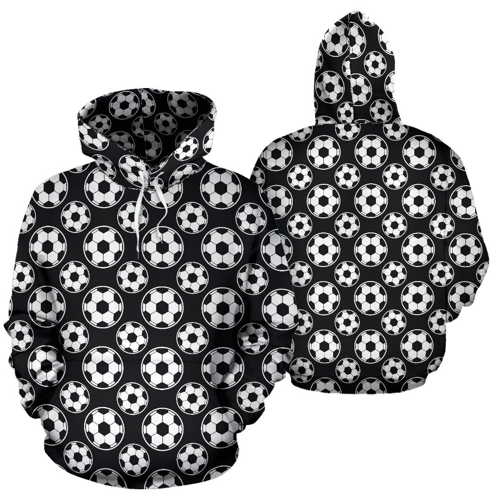 Soccer Ball Black Print Pattern Pullover Hoodie