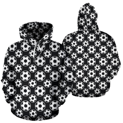 Soccer Ball Black Print Pattern Pullover Hoodie